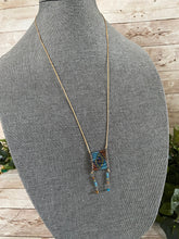 Load image into Gallery viewer, Beaded Blue Yellow Brown Native American Style Adjustable Necklace Seed Beads Boho Southwest Necklace
