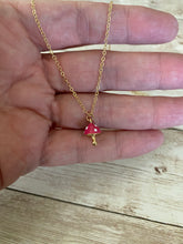 Load image into Gallery viewer, Dainty Pink Mushroom Necklace Small Gold Plated Simple Delicate Cute Mushroom Layering Necklace
