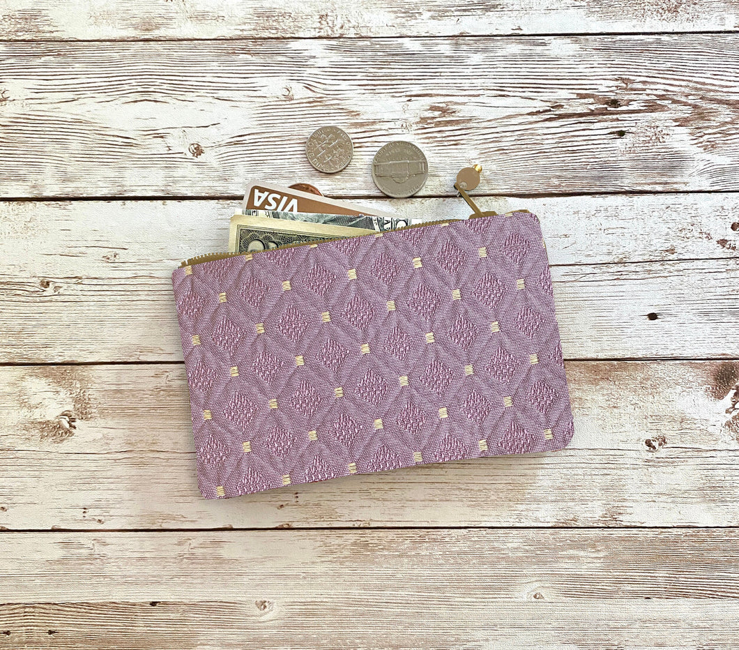 Lavender Purple Quilted Coin Purse Small Zip Pouch Small Wallet Birthday Holiday Valentine Gift