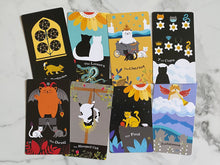 Load image into Gallery viewer, BLOOMING CAT TAROT Deck and Bag Set Black Yellow, Tarot for Cat Lovers, Cat Tarot, Cute Tarot Deck, Cat Tarot Deck, The Empress
