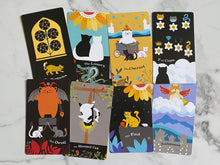 Load image into Gallery viewer, Blooming Cat Tarot Deck and Fool Bag Set, Tarot for Cat Lovers, Cat Tarot, Cute Tarot Deck, Cat Tarot Deck, The Fool
