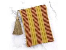 Load image into Gallery viewer, Red and Gold Striped Tarot Oracle Deck Bag with Silk Lining 5x7 Handcrafted in the USA

