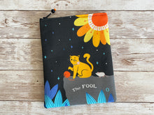 Load image into Gallery viewer, THE FOOL Silk Lined Blooming Cat Tarot Bag 5x7 Handcrafted in the USA
