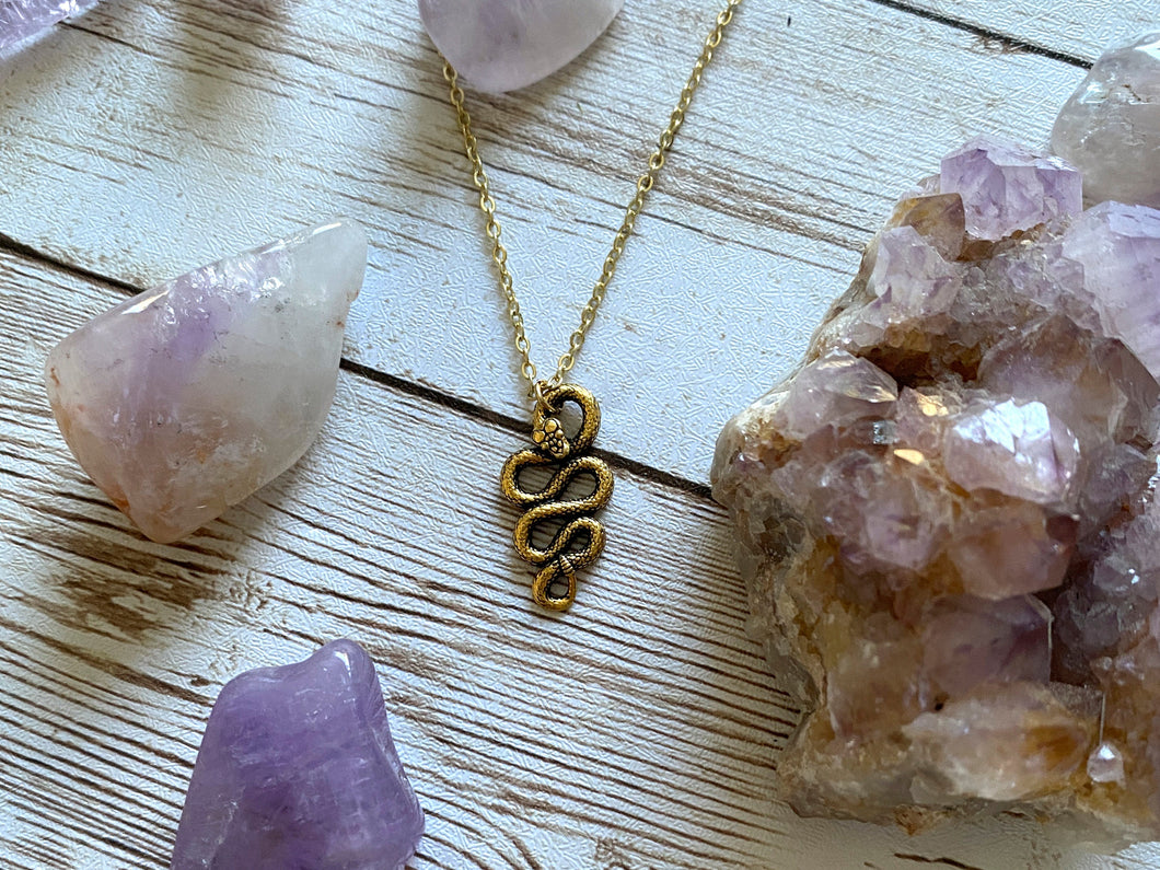 Gold Snake Dainty Minimalist Necklace Small Serpent Simple Layering Necklace