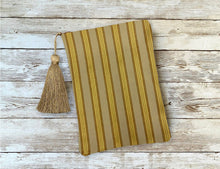 Load image into Gallery viewer, Gold and Ivory Striped Tarot Oracle Deck Bag with Silk Lining 5x7 Handcrafted in the USA

