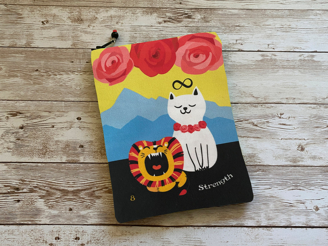 Strength Card Blooming Cat Tarot Deck Bag with Silk Lining 5x7 Handcrafted in the USA