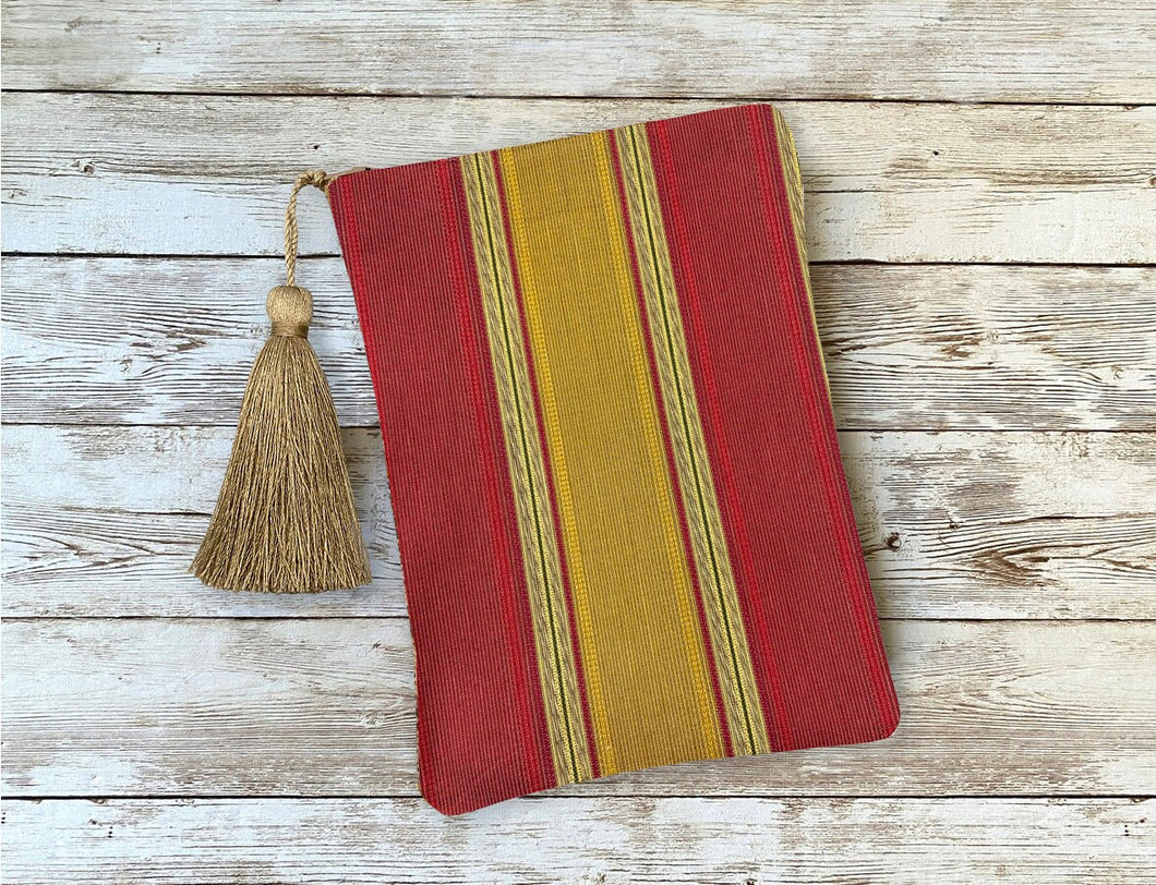 Yellow Red and Gold Striped Tarot Oracle Deck Bag with Silk Lining 5x7 Handcrafted in the USA