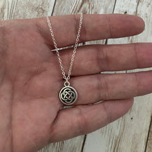 Load image into Gallery viewer, Dainty Minimalist Celtic Knot Necklace Small Silver Simple Delicate Layering Protection Irish Necklace
