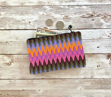 Load image into Gallery viewer, Colorful Zigzag Pink Purple Orange Coin Purse, Small Chevron Zip Pouch, Small Wallet, Fun Gift Colorful Wallet
