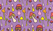 Load image into Gallery viewer, Purple MUSHROOM Pencil Case Pouch, Colorful Medium Art Pen Zip Pouch, Small Wallet, Amanita Muscaria Red Magic Mushroom Bag Gift Idea
