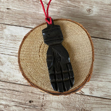 Load image into Gallery viewer, Carved Eye in Hand Necklace Evil Eye Protection Buddhist Necklace on Red Cord
