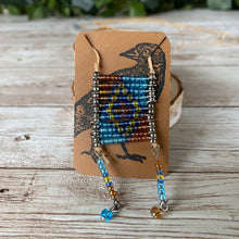 Load image into Gallery viewer, Beaded Blue Yellow Brown Native American Style Adjustable Necklace Seed Beads Boho Southwest Necklace
