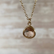 Load image into Gallery viewer, Champagne Crystal Teardrop Gold Plated Necklace Layering Necklace

