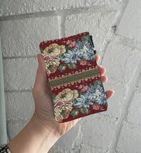 Load image into Gallery viewer, Victorian Coin Purse Floral Deep Red Blue Pink Tapestry Small Zip Pouch, Small Wallet, Carpet Bag Wallet
