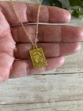 Load image into Gallery viewer, The World Tarot Card Necklace Gold Plated Tarot Card Jewelry
