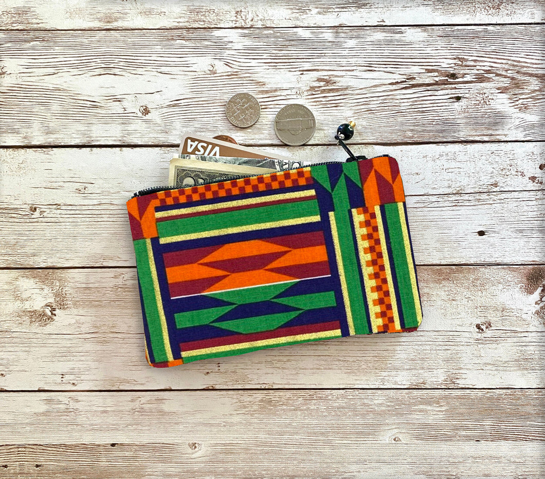 Colorful African Kente Coin Purse, Small Zip Pouch, Small Wallet Gift Idea, Christmas Birthday Valentine Gift